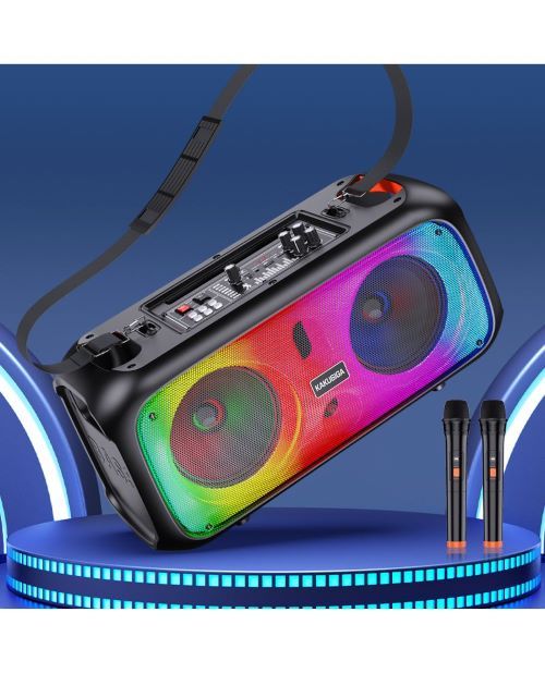 2x6.5" 30W, portable speaker, shoulder strap, LED light, bluetooth, USB, SD card, WEB