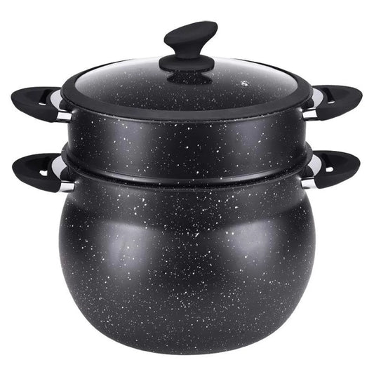 11LT, couscous pot, stacking steamer, glass lid, marble coating, die cast aluminum, Royalty Line