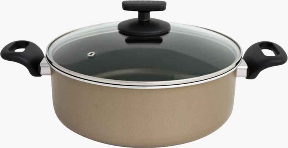 26cm, 4.3Ltr, casserole shallow-pot, cast aluminium, marble-coated, gas-induction, glass lid, ROYALTYLINE CW0645