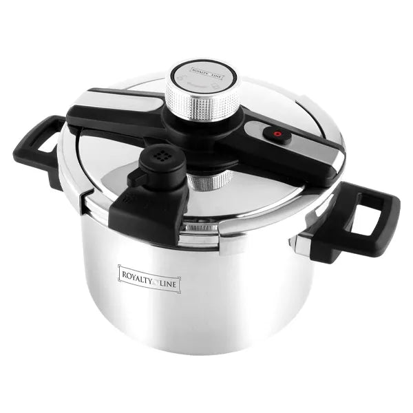 ROYALTYLINE Pressure Cooker Cookware, Stainless-Steel, 8Ltr, 3 Layers Induction Bottom, Matte finish Inside, Silver, 3 Year Warranty