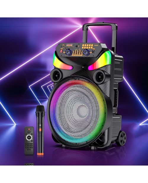 15" 40W, trolley speaker, rechargeable , bluetooth/SD/USB LED light