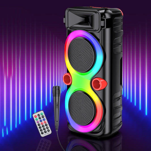 Portable rechargeable speaker 2x8" 30W LED light Bluetooth TWS/SD/USB