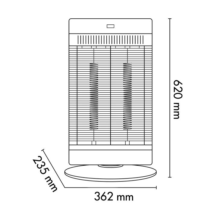 500-1000W, tower heater, carbon fibre element, 90 degree swing, Argo Alan