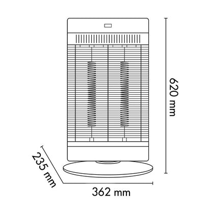 500-1000W, tower heater, carbon fibre element, 90 degree swing, Argo Alan