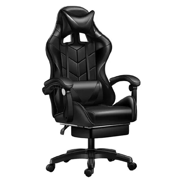 Black Gaming Chair with footrest, PU Leather, Up to 100kg