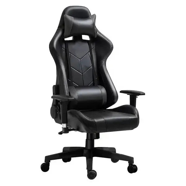 PU Leather Gaming Chair with Rocking function, Black