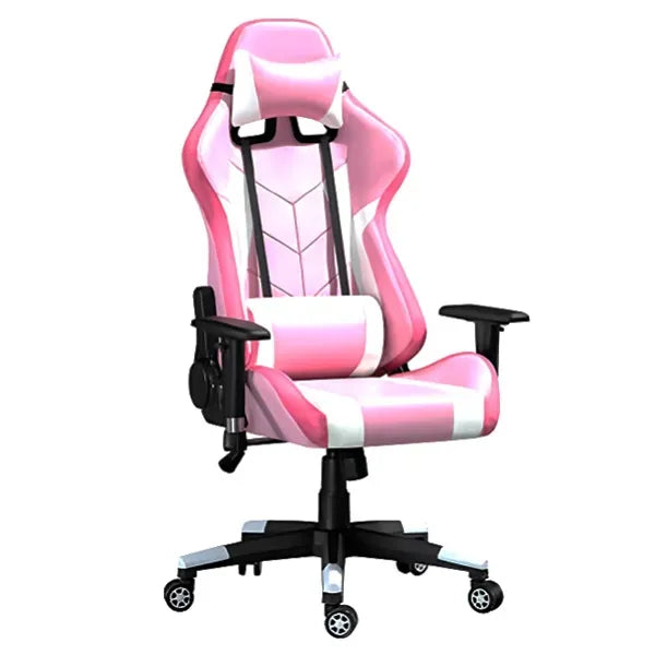 Pink PU Leather Gaming Chair with Rocking Function