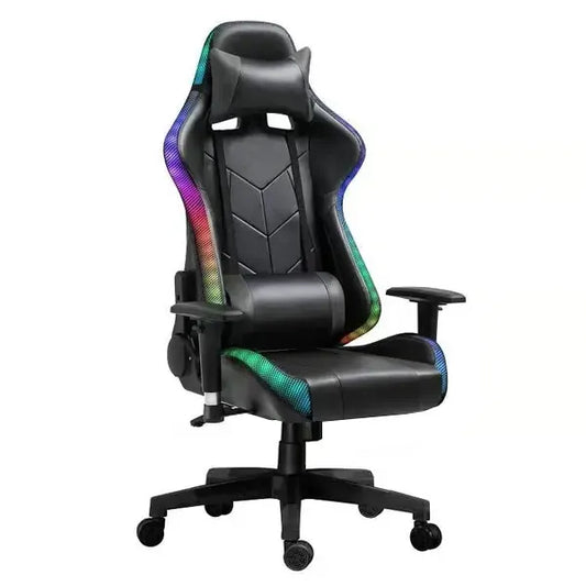 RGB Lighting PU Leather Gaming Chair with Rocking function, Black