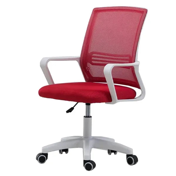 Fabric Office Chair, Up to 100kg, Lumbar support, Mid-Back, Meshed back, Red/White