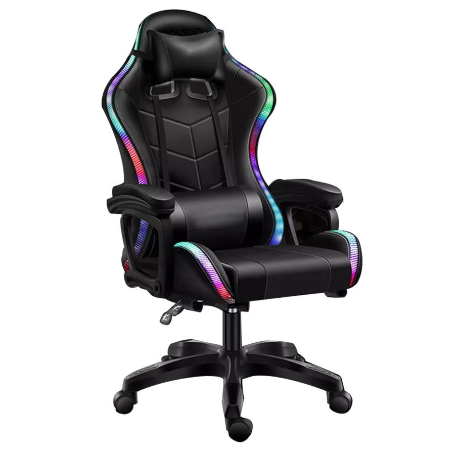 RGB LED Lighting Gaming Chair, Black/Red