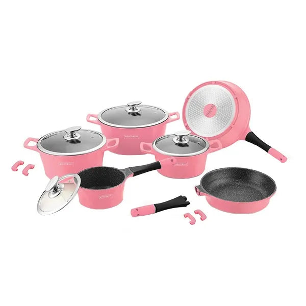 ROYALTYLINE 6pc Set Cookware, Cast Aluminum, Marble-coated, Dishwasher-safe, Induction-ready, ROYALTYLINE